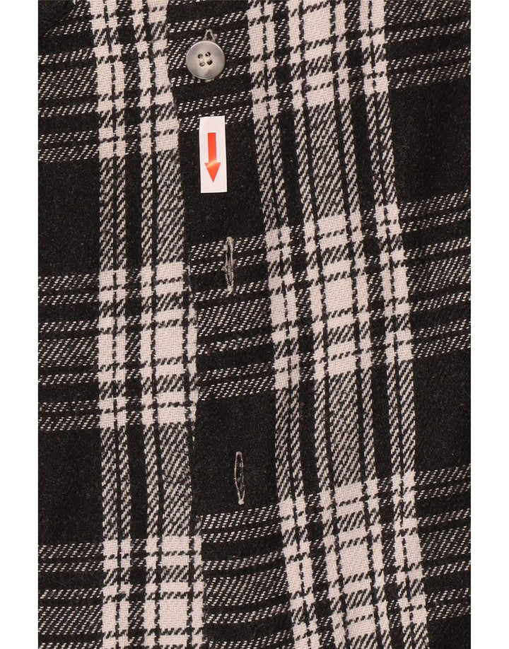 Camicia da uomo vintage in flanella Camicia in poliestere scozzese medio nero