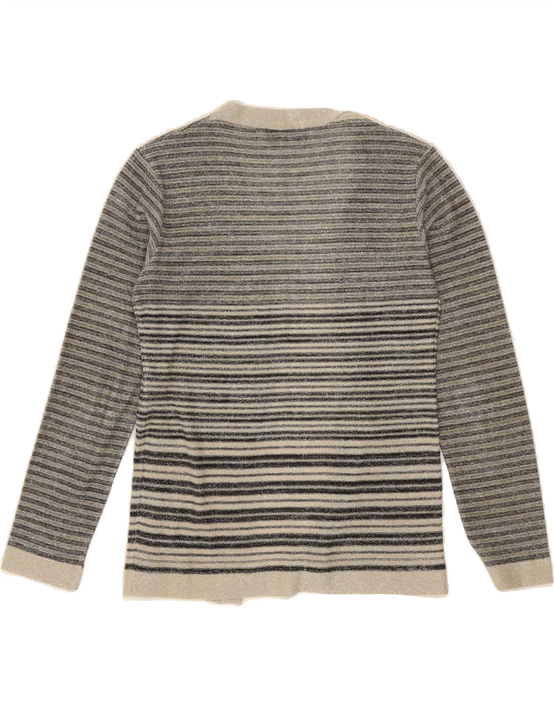 PIERRE CARDIN Womens Paris Open Cardigan Sweater IT 46 Large Grey Striped Vintage Pierre Cardin and Second-Hand Pierre Cardin from Messina Hembry 