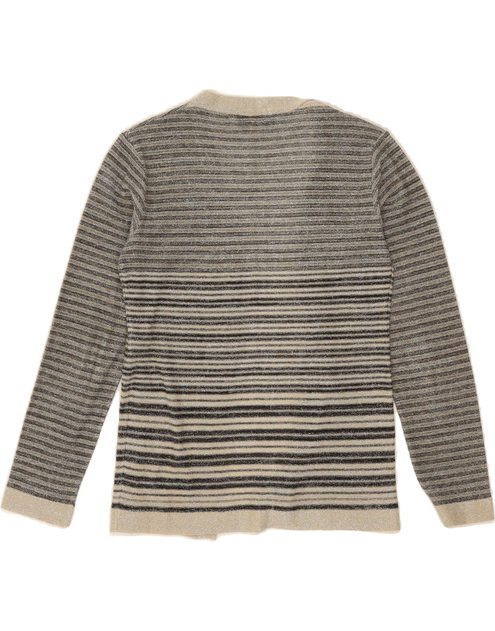 PIERRE CARDIN Womens Paris Open Cardigan Sweater IT 46 Large Grey Striped Vintage Pierre Cardin and Second-Hand Pierre Cardin from Messina Hembry 