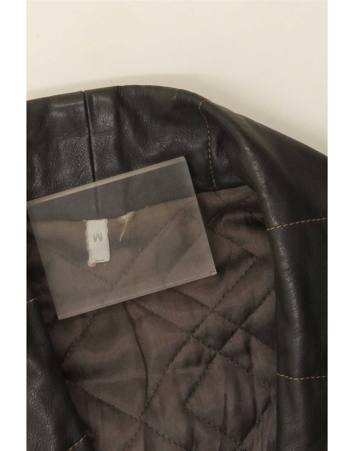 Giacca in pelle vintage da uomo vestibilità ampia UK 38 Grigio medio