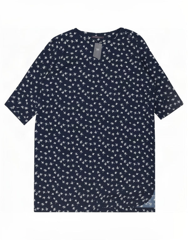 Abito a trapezio con maniche a 3/4 da donna Marks & Spencer UK 22 3XL Blu navy floreale