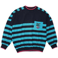 Felpa da uomo vintage maglione XL in cotone a righe blu navy