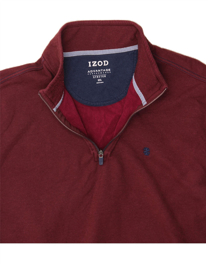 IZOD Mens Zip Neck Sweatshirt Jumper 2XL Burgundy Polyester Vintage Izod and Second-Hand Izod from Messina Hembry 