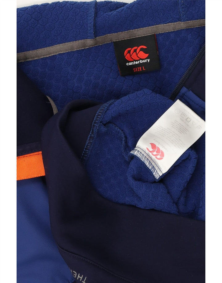 Maglione con cappuccio e zip da uomo Canterbury, grande, in poliestere color block blu navy