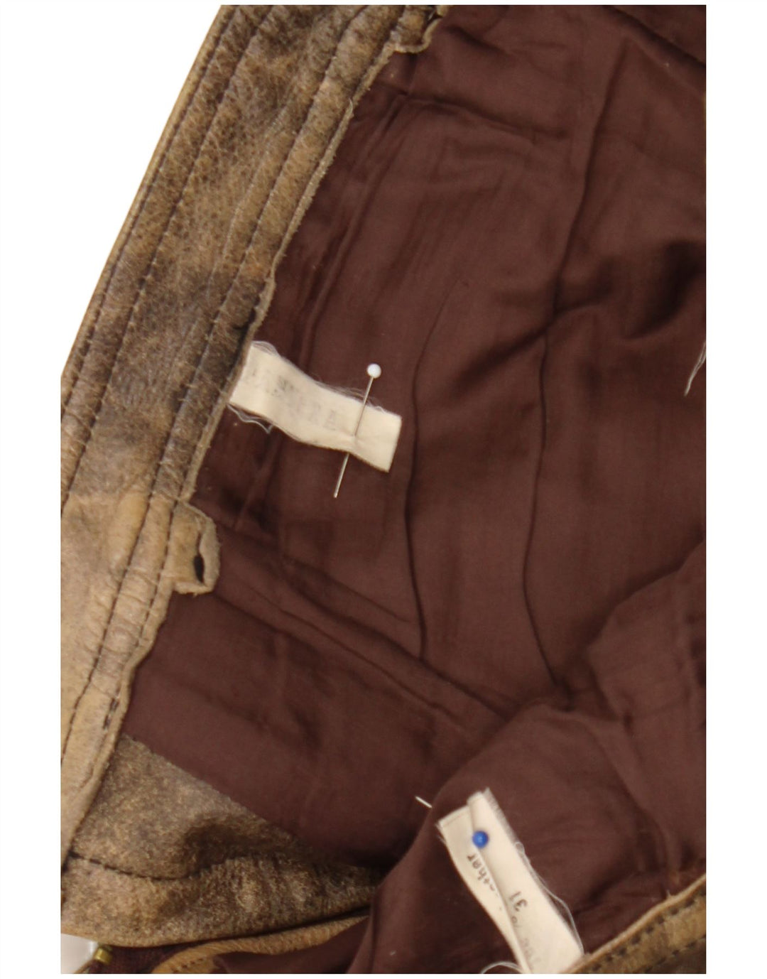 Pantaloni in pelle da uomo Pantera taglia 31 W31 L33 Pelle marrone