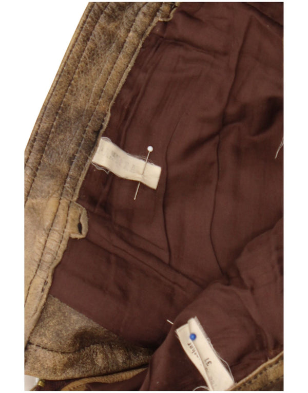Pantaloni in pelle da uomo Pantera taglia 31 W31 L33 Pelle marrone