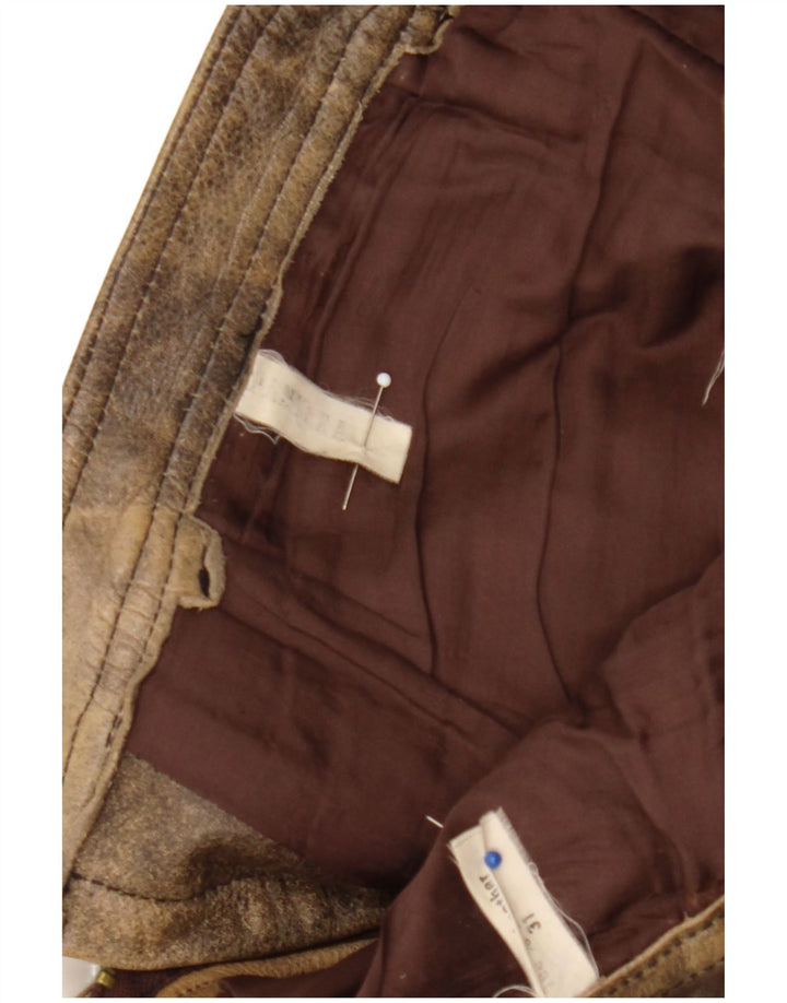 Pantaloni in pelle da uomo Pantera taglia 31 W31 L33 Pelle marrone