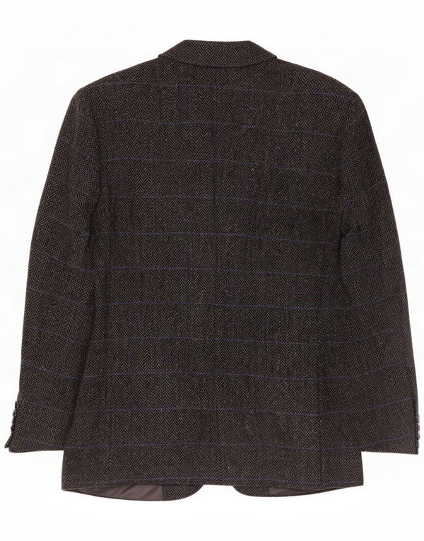 Giacca blazer vintage da uomo a 3 bottoni IT 48 Lana a spina di pesce grigio medio