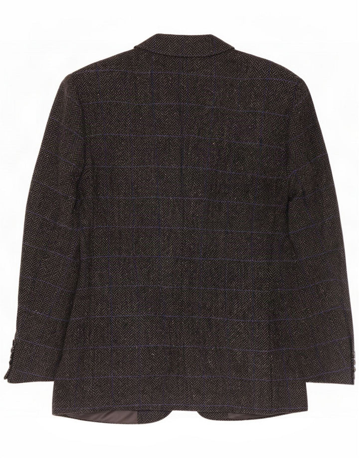 Giacca blazer vintage da uomo a 3 bottoni IT 48 Lana a spina di pesce grigio medio