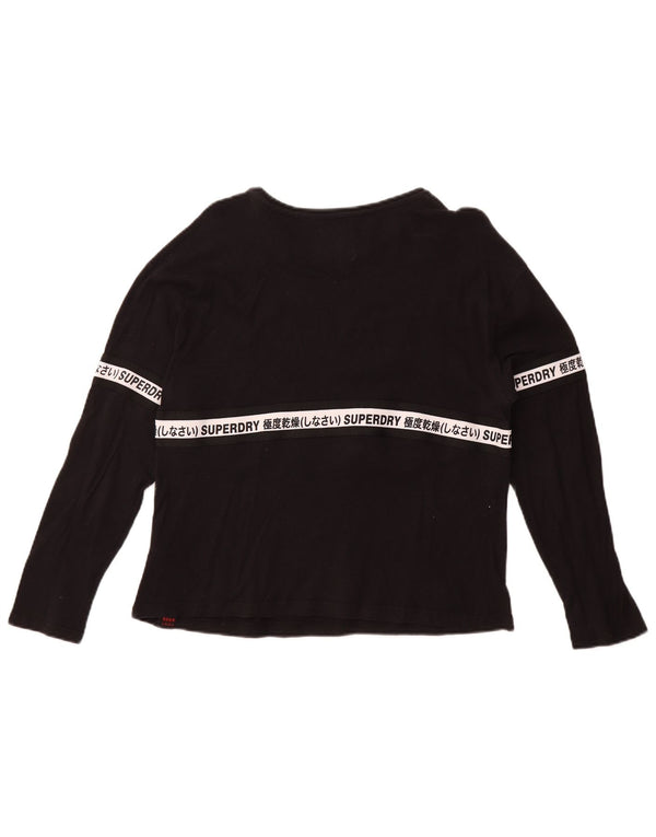 Top grafico da donna a maniche lunghe Superdry UK 10 piccolo cotone nero