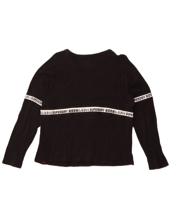 Top grafico da donna a maniche lunghe Superdry UK 10 piccolo cotone nero