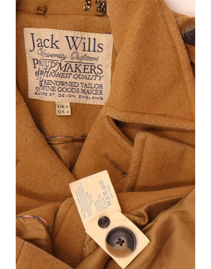 Jack Wills Cappotto da marinaio da donna UK 8 piccolo in lana marrone