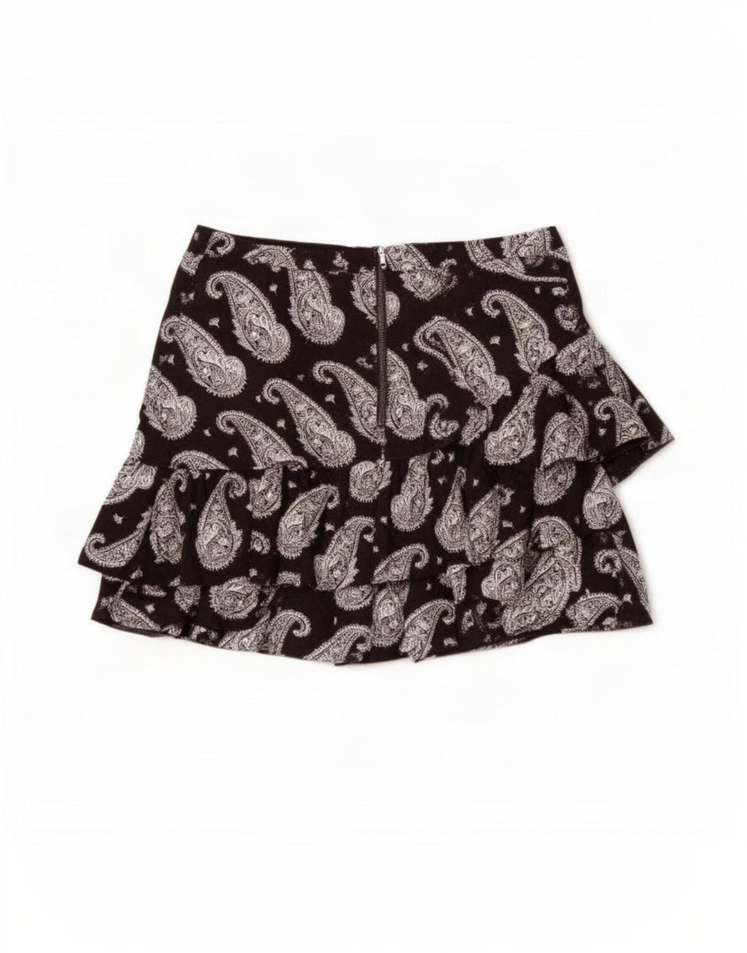 Ted Baker Mini gonna con volant da donna taglia 4 grande W32 viscosa Paisley nera
