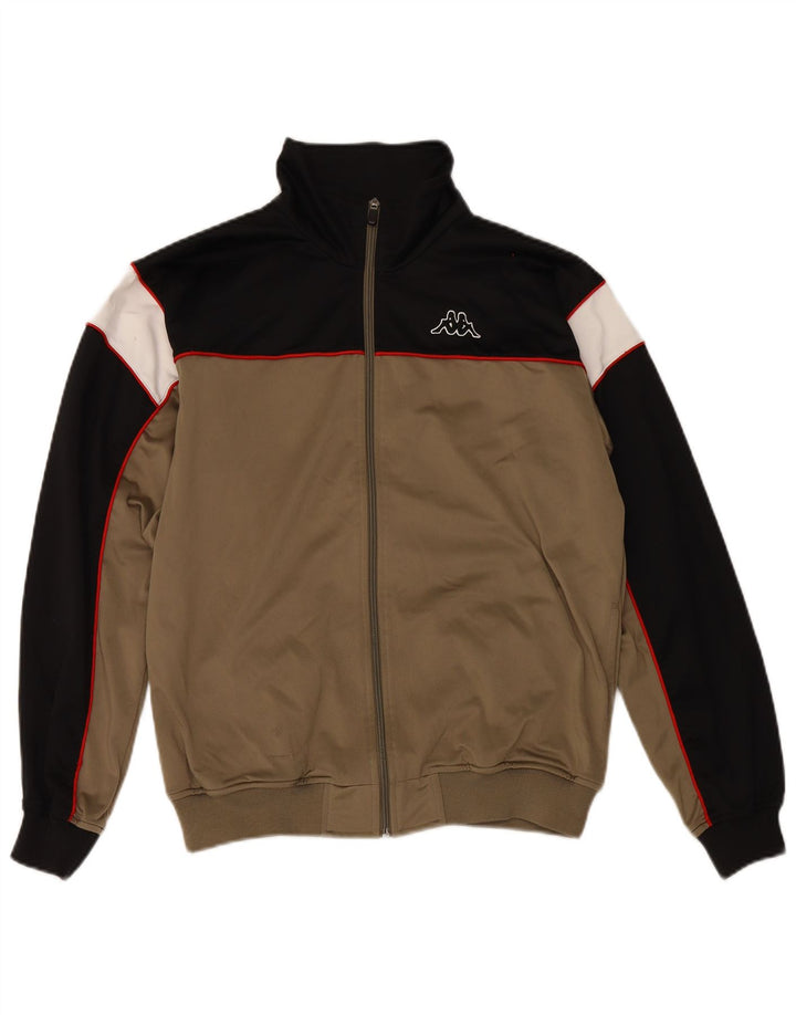 Giacca da tuta da uomo Kappa in poliestere color block marrone medio