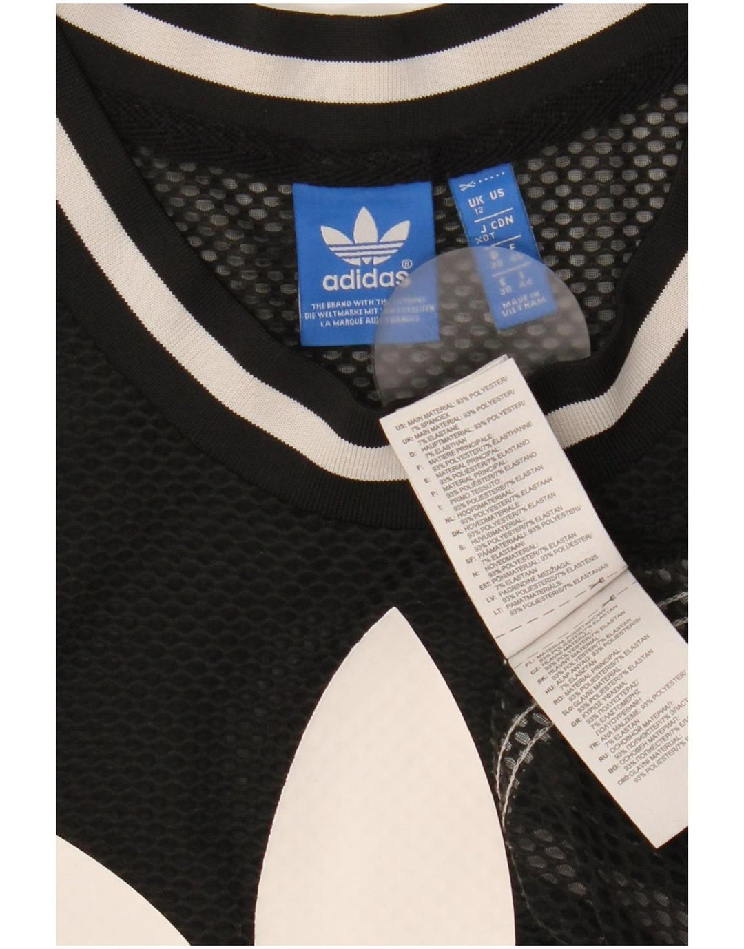 Canottiera grafica da donna Adidas UK 12 medio poliestere nero