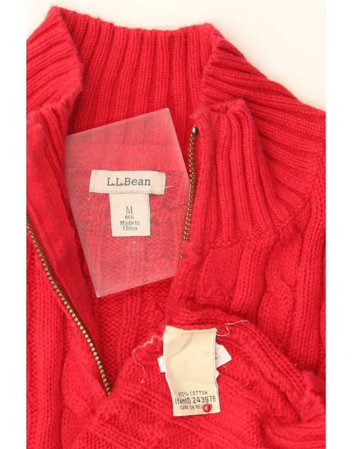 Maglione cardigan con zip intera da donna L.L.Bean UK 14 cotone rosso medio