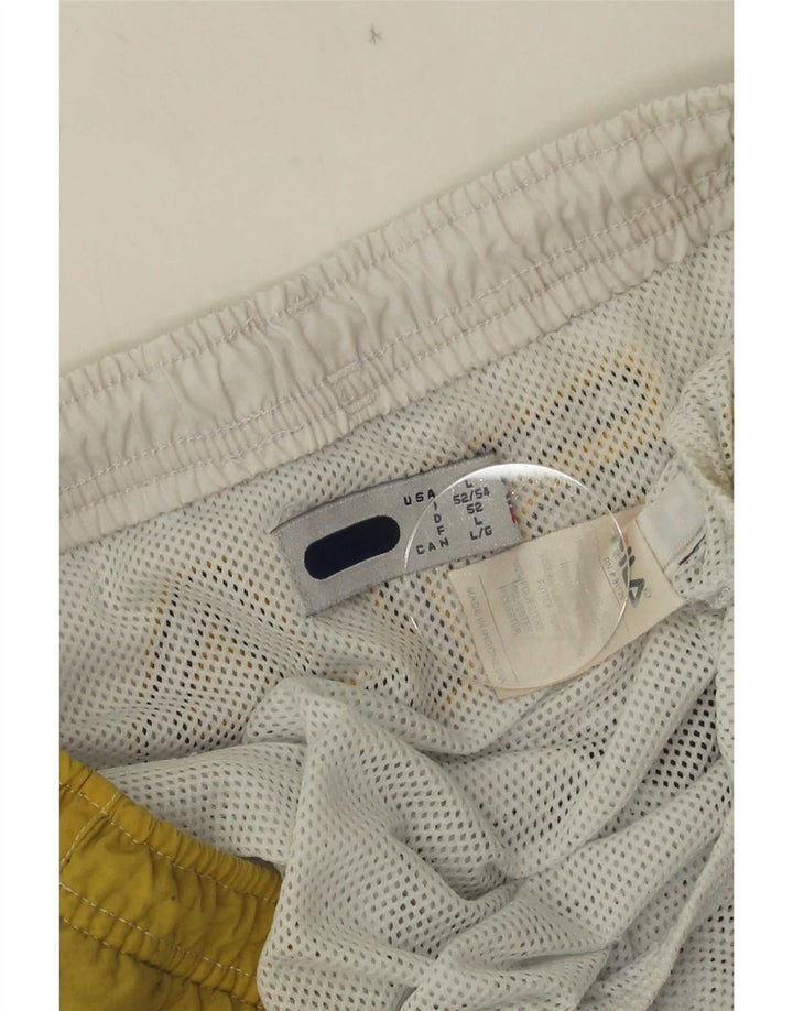 Pantaloncini da bagno grafici da uomo Fila Large in poliammide color block grigio