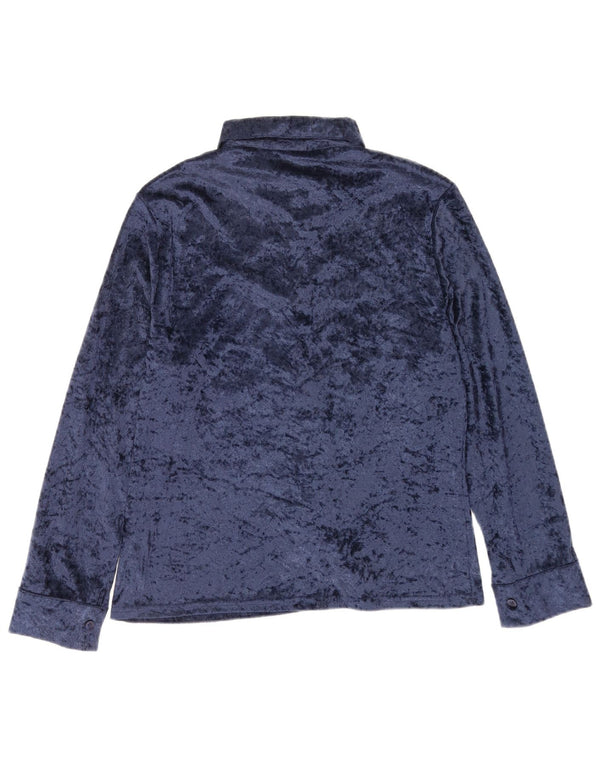 Camicetta camicia in velluto da donna Central Park IT 46 Large poliestere blu navy
