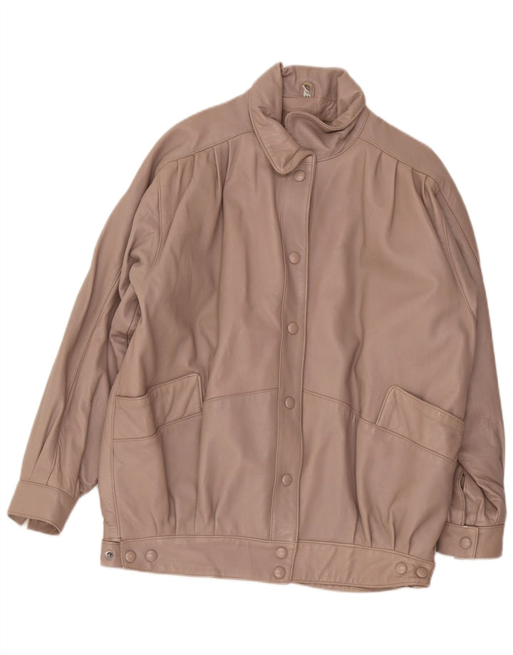 Giacca in pelle oversize da donna vintage UK 14 viola medio