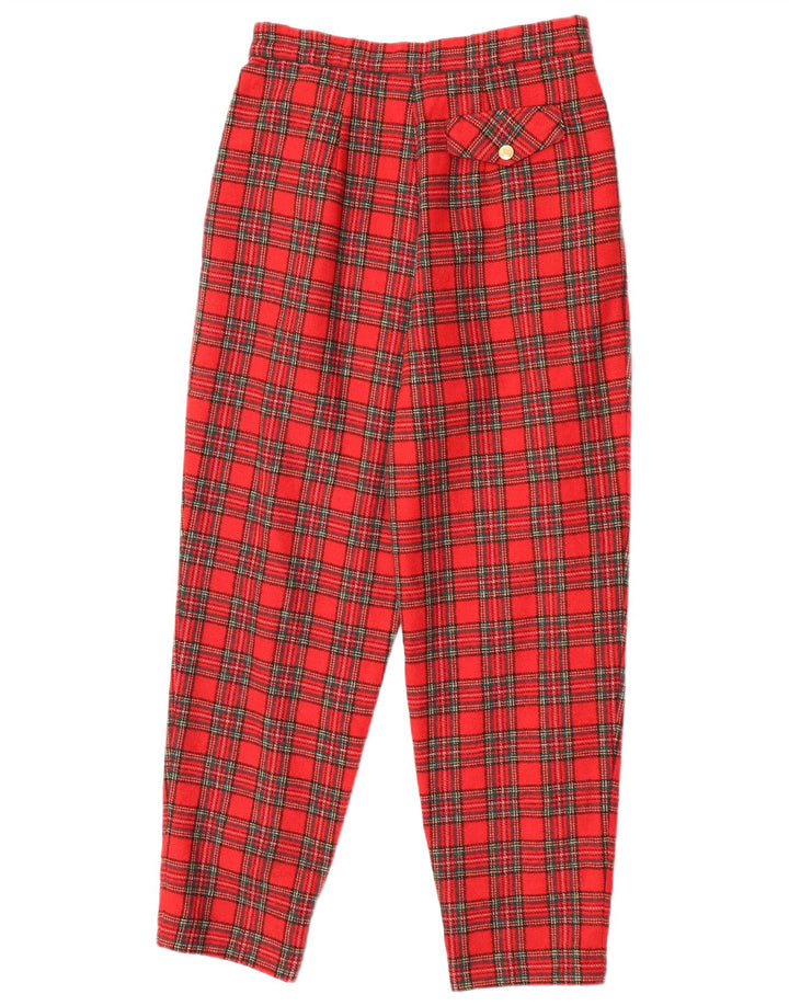 Pantaloni chino con pegging da donna VINTAGE W25 L26 quadri rossi