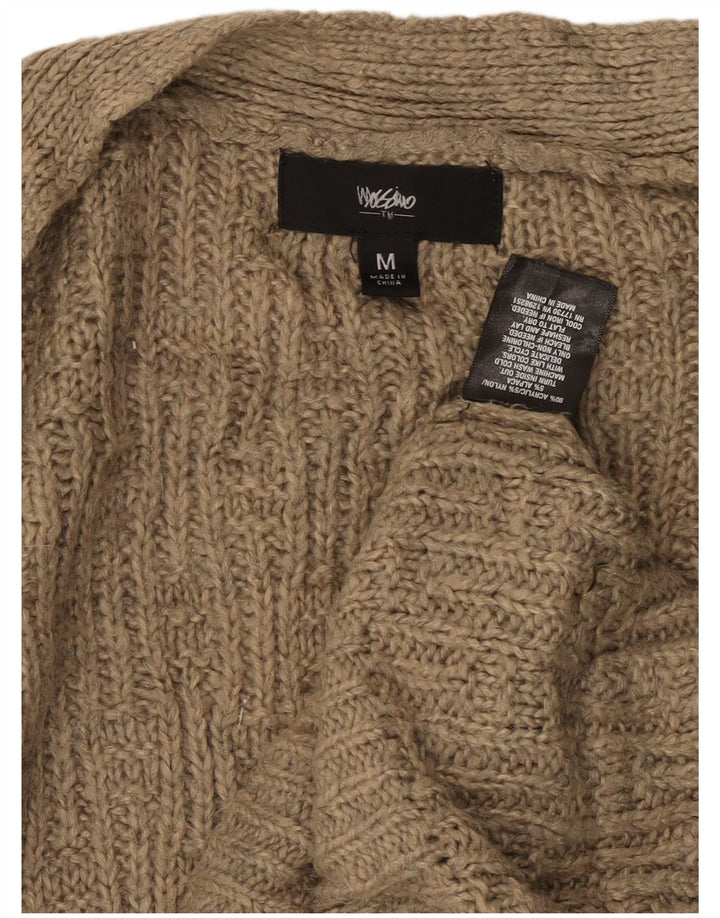 MOSSIMO Maglione cardigan aperto lungo da donna UK 14 Acrilico beige medio