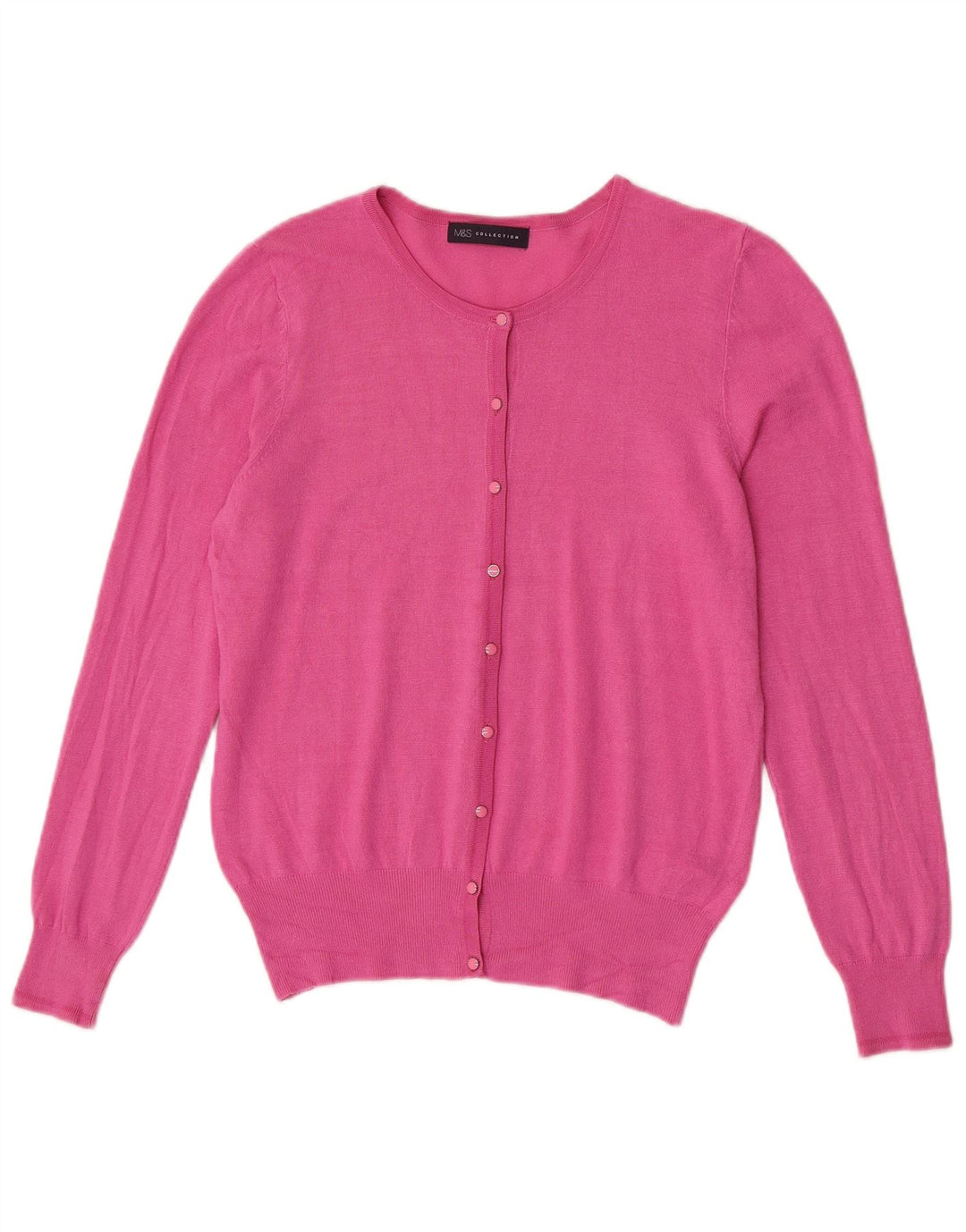 Maglione cardigan da donna Marks & Spencer UK 14 Viscosa rosa medio