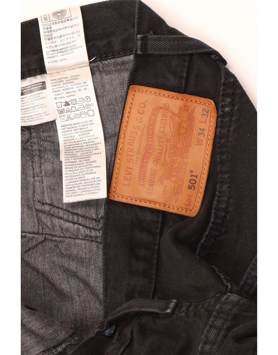 Levi's Uomo 501 Jeans dritti W34 L32 Cotone Nero