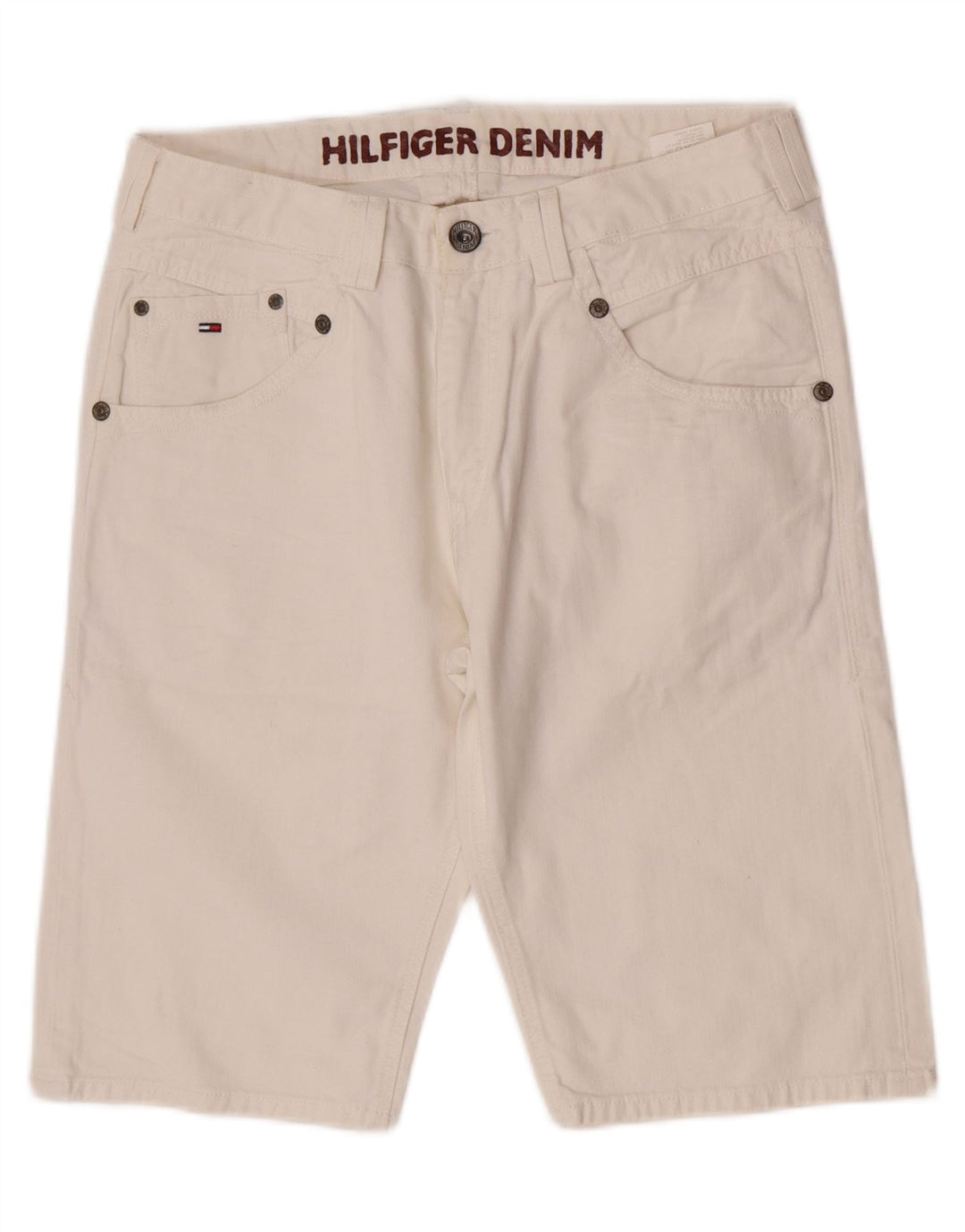 Pantaloncini di jeans da uomo Tommy Hilfiger W32 cotone bianco medio