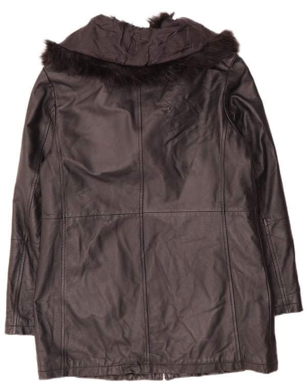 Cappotto oversize in pelle da donna Wallis UK 10 piccolo nero