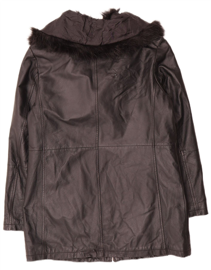 Cappotto oversize in pelle da donna Wallis UK 10 piccolo nero