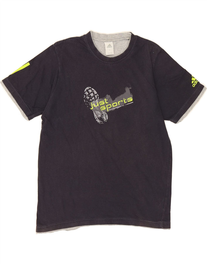 ADIDAS Mens Graphic T-Shirt Top Medium Navy Blue Cotton Vintage Adidas and Second-Hand Adidas from Messina Hembry 