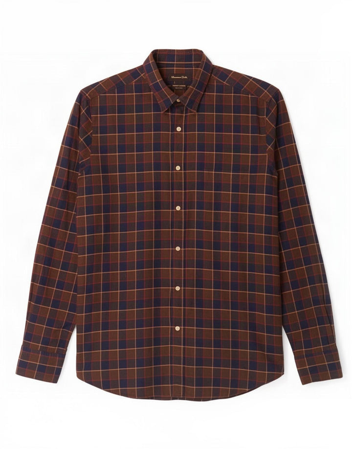Camicia da uomo Massimo Dutti a quadri marroni grandi