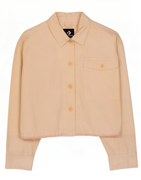 Giacca bomber oversize corta da donna Converse UK 14 cotone bianco sporco medio