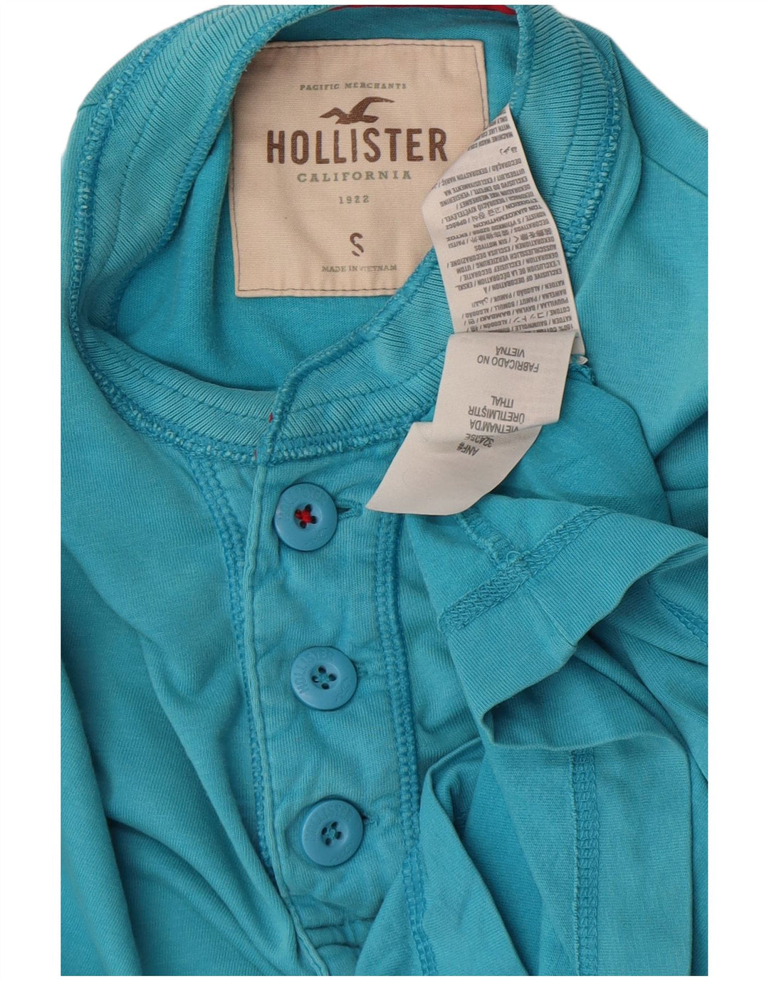 Top Hollister da donna a maniche lunghe UK 10 piccolo cotone blu