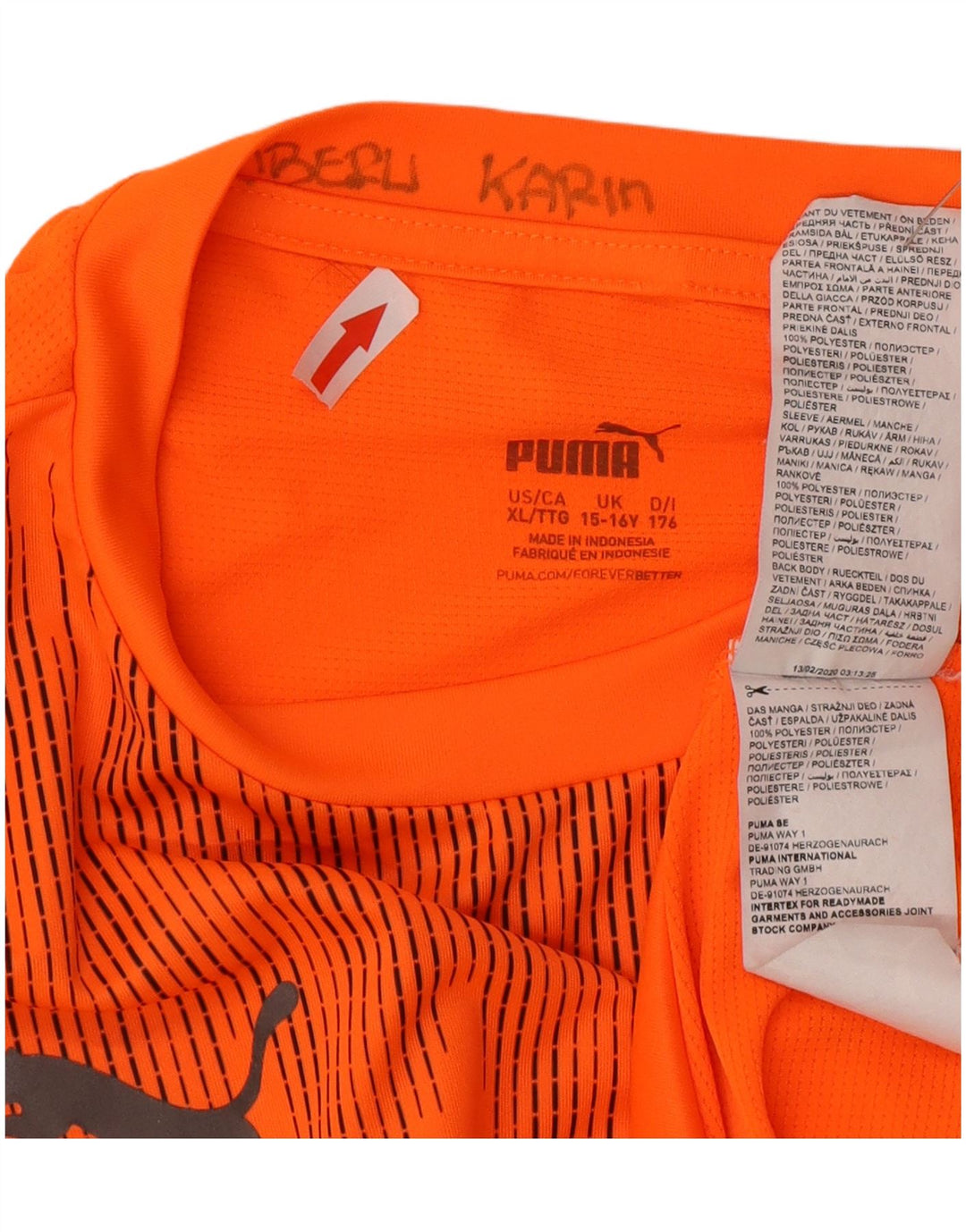 Maglietta Puma da bambino 15-16 anni XL Arancione geometrica in poliestere