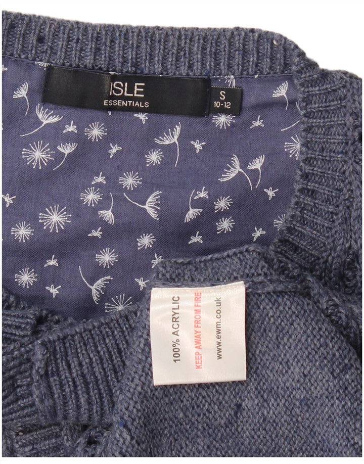 Maglione cardigan oversize da donna vintage UK 10/12 piccolo acrilico blu navy