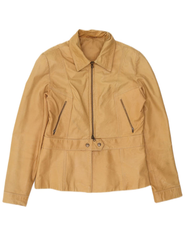 Giacca in pelle da donna Stefanel UK 14 grande in pelle beige