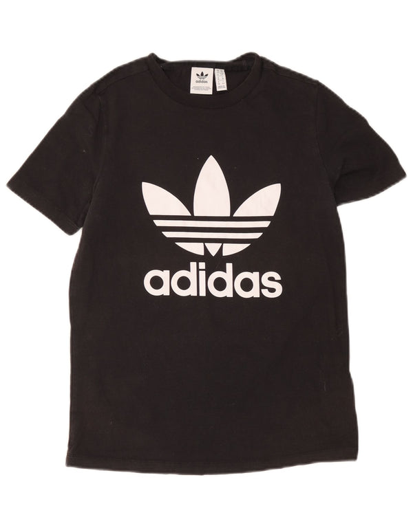 Adidas T-shirt grafica da donna vestibilità ampia Top UK 10 piccola cotone nero