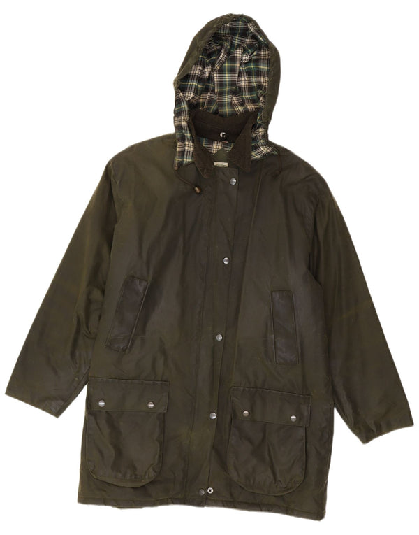 Impermeabile da donna oversize in cotone cerato con cappuccio Nuage UK 12 medio cachi