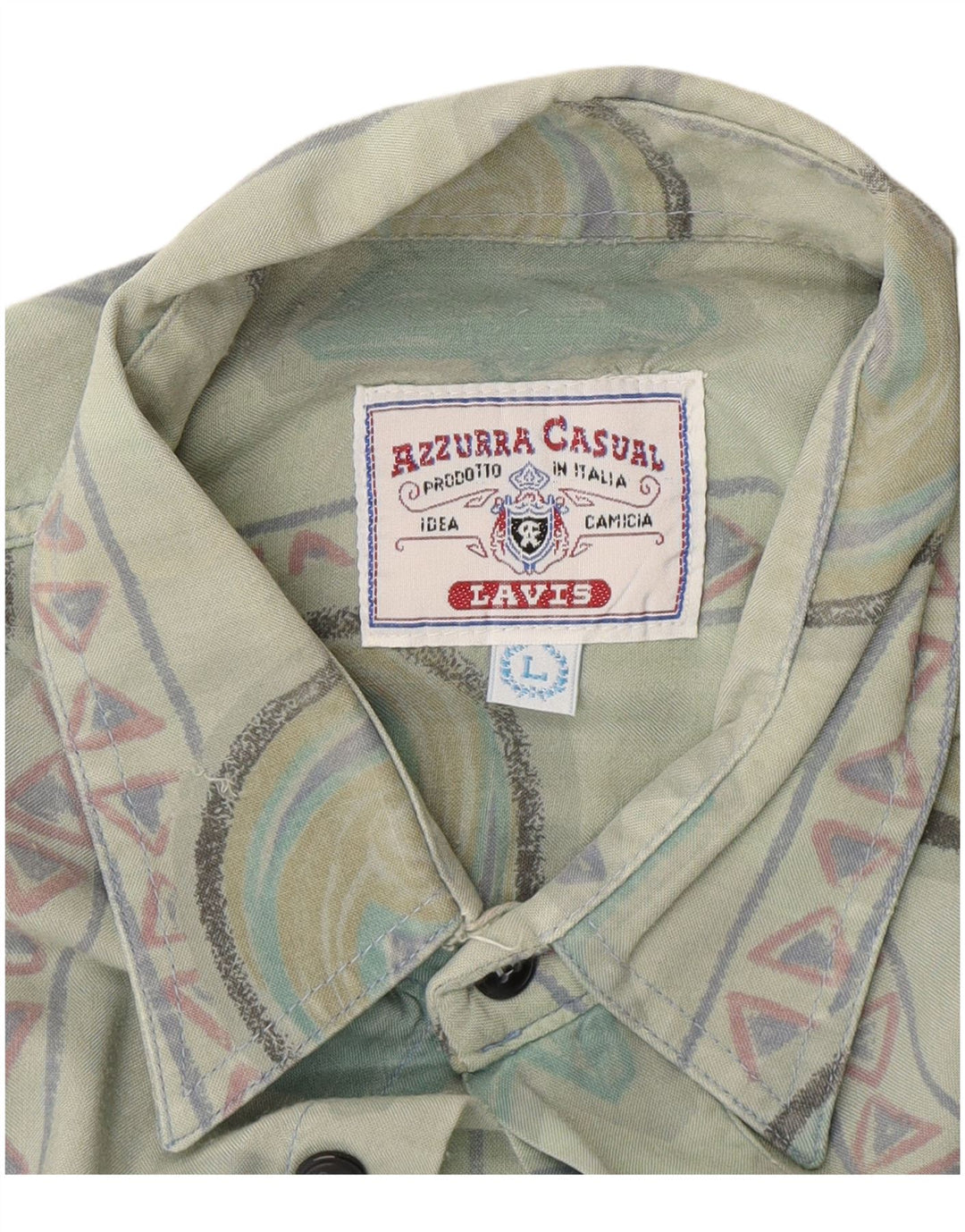 Camicia Azzurra Uomo Large Verde Geometrica