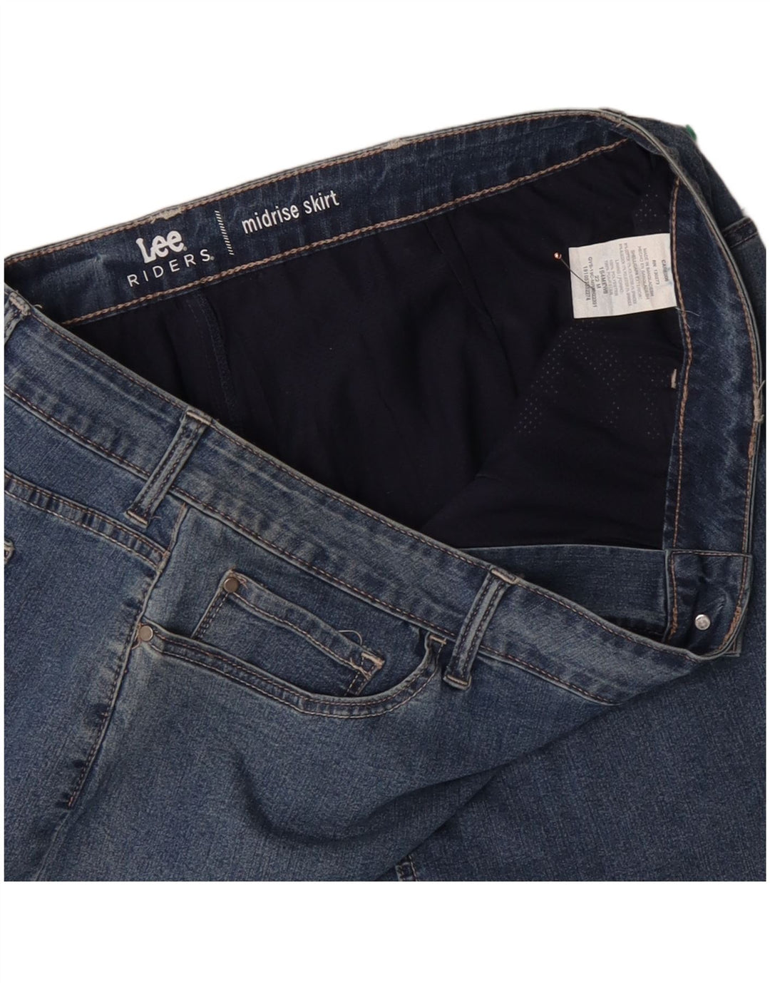 Gonna di jeans a vita media da donna LEE Riders US 22 3XL W44 Cotone blu