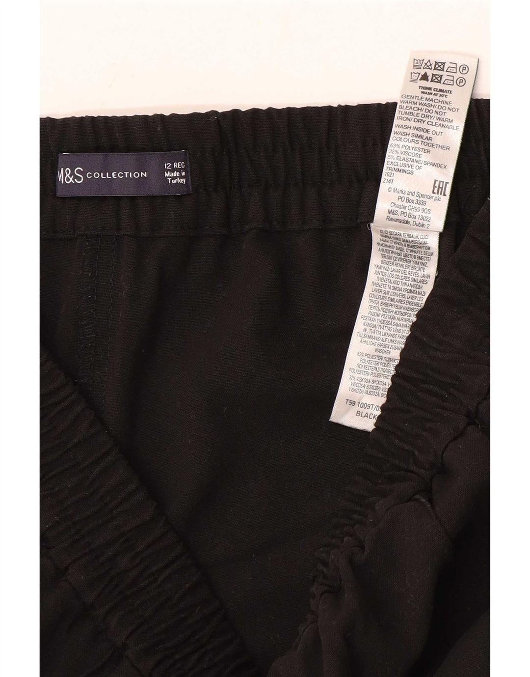 Pantaloni da tuta a gamba larga da donna Marks & Spencer UK 12 medio nero