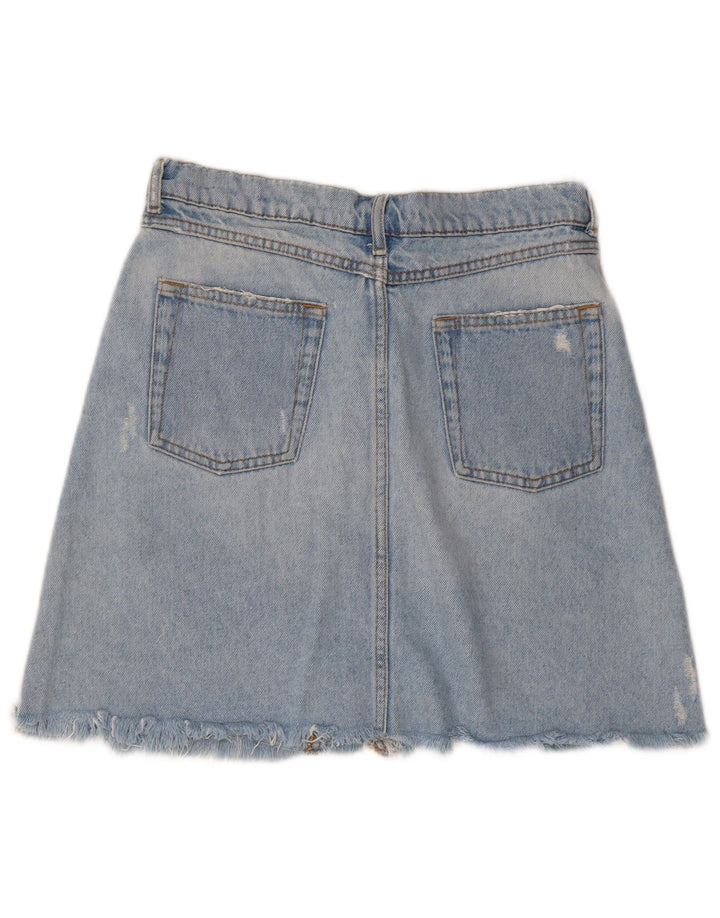Gonna mini denim invecchiata Zara da donna, media W28, cotone blu