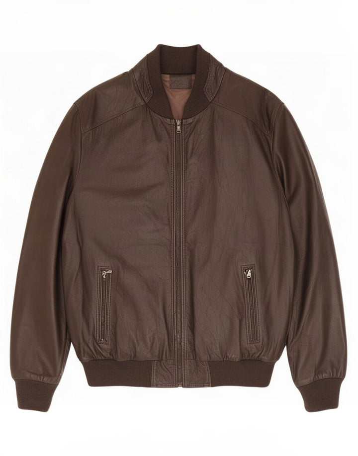Giacca in pelle vintage da uomo IT 60 5XL Marrone
