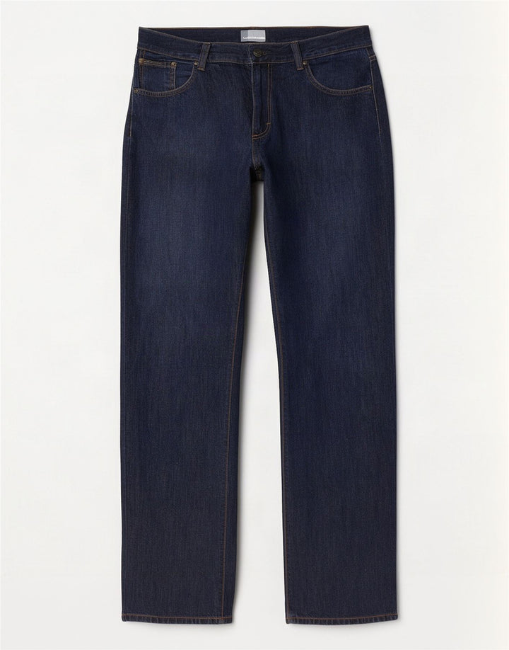 Jeans dritti da donna Calvin Klein W32 L35 cotone blu navy