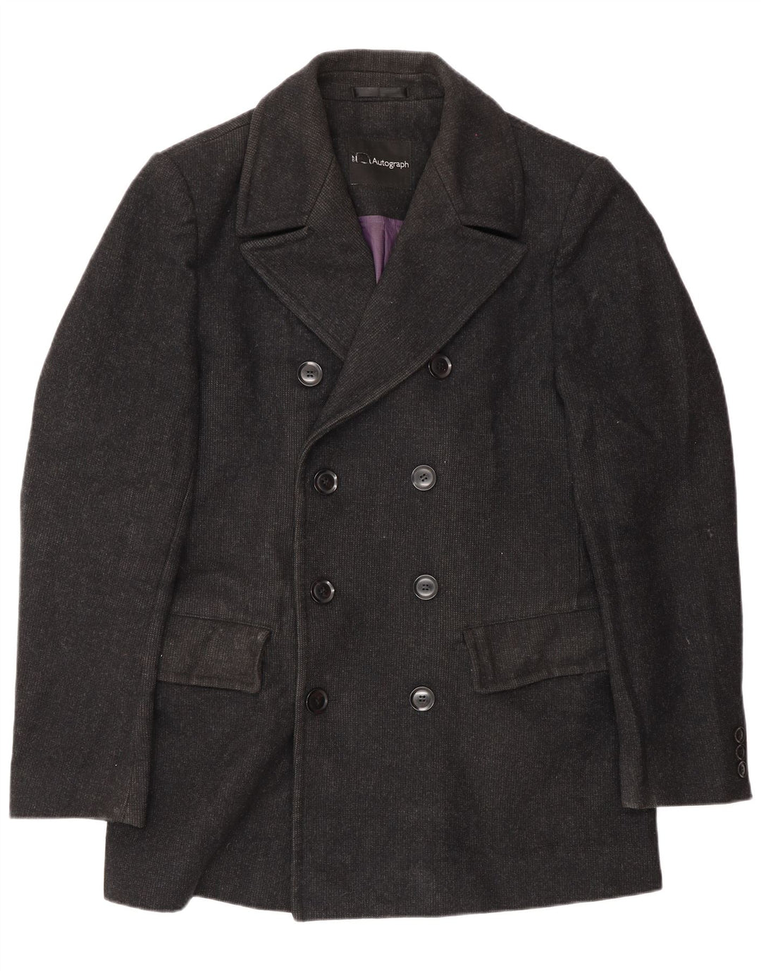 Cappotto da marinaio da uomo Marks & Spencer UK 38 lana nera media