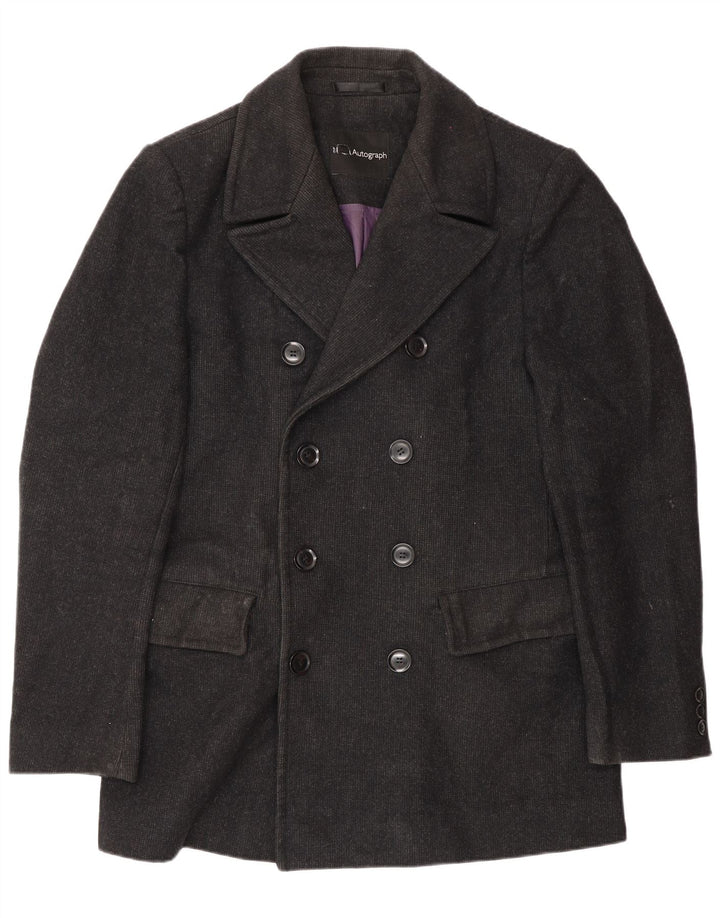 Cappotto da marinaio da uomo Marks & Spencer UK 38 lana nera media