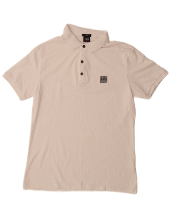 Polo HUGO BOSS da uomo slim fit grande in cotone bianco