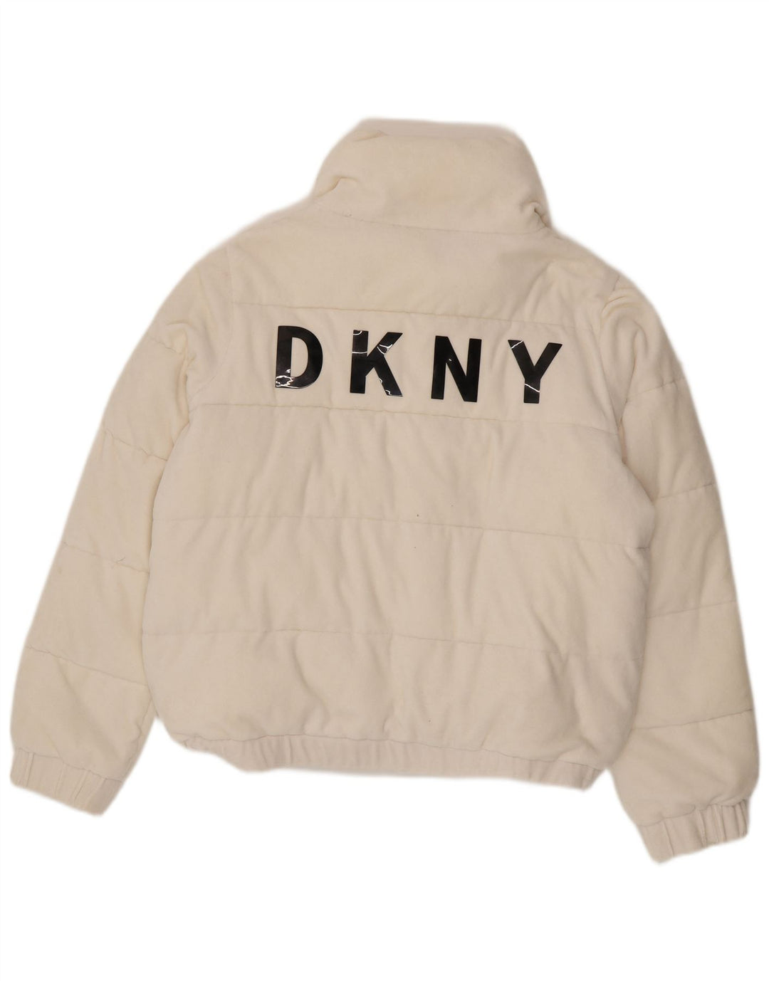 Giacca imbottita grafica da donna Dkny UK 16 grande cotone bianco