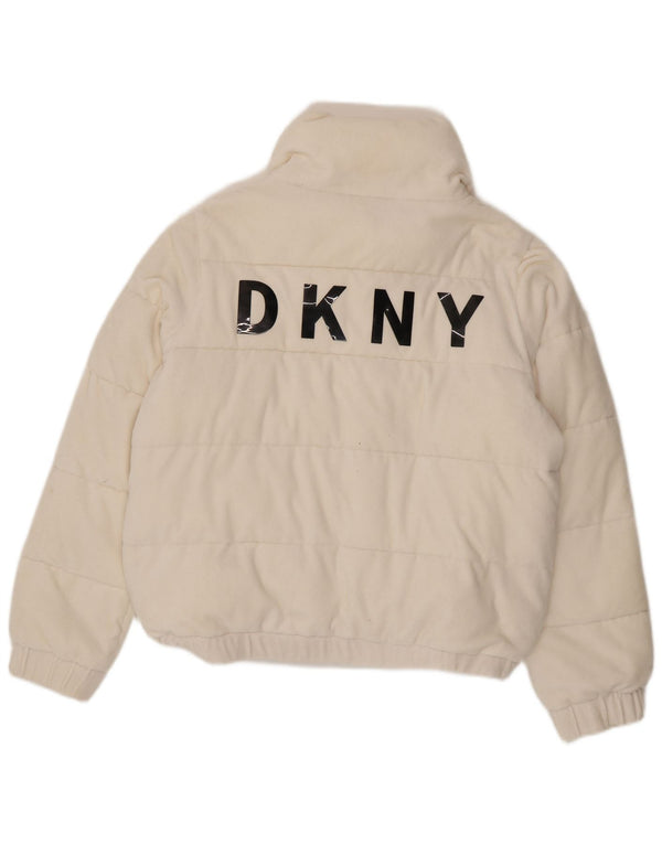 Giacca imbottita grafica da donna Dkny UK 16 grande cotone bianco